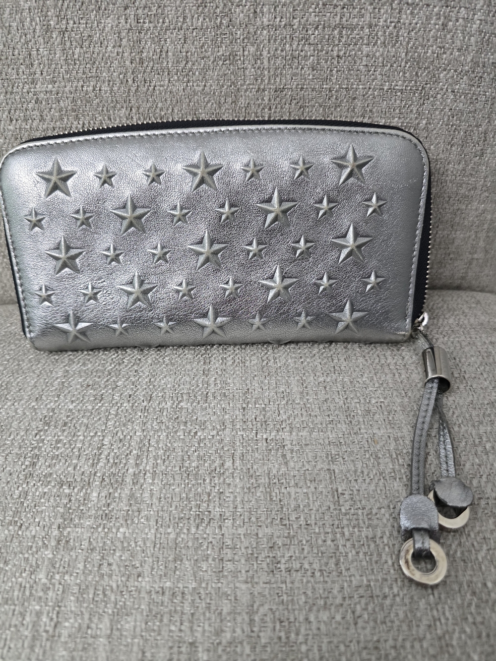 Jimmy Choo Metallic Filipa Star Studded Leather Zip Around Wallet